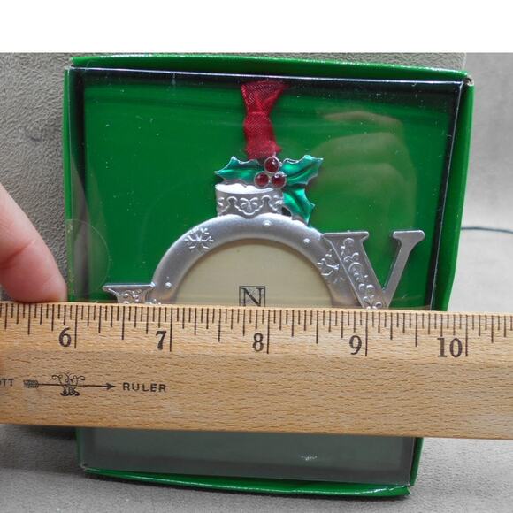 JOY Silver Picture Frame Christmas Ornament NIB Nicole Frames - Picture 2 of 3
